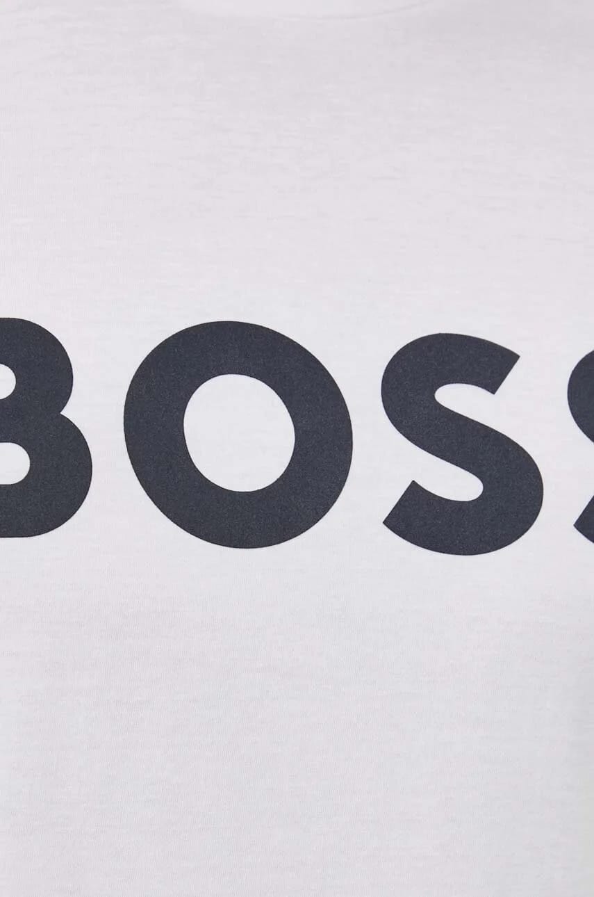 BOSS Хлопковая футболка Thinking 1 бежевая для мужчин - фото 5