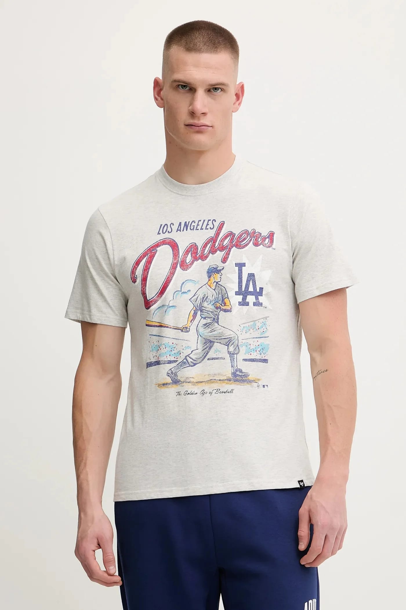 Хлопковая футболка MLB Los Angeles Dodgers серая для мужчин