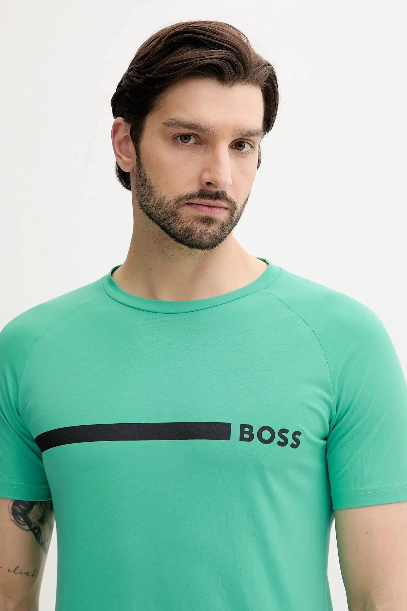 Хлопковая футболка RN Slim Fit бирюзовая для мужчин - фото 3
