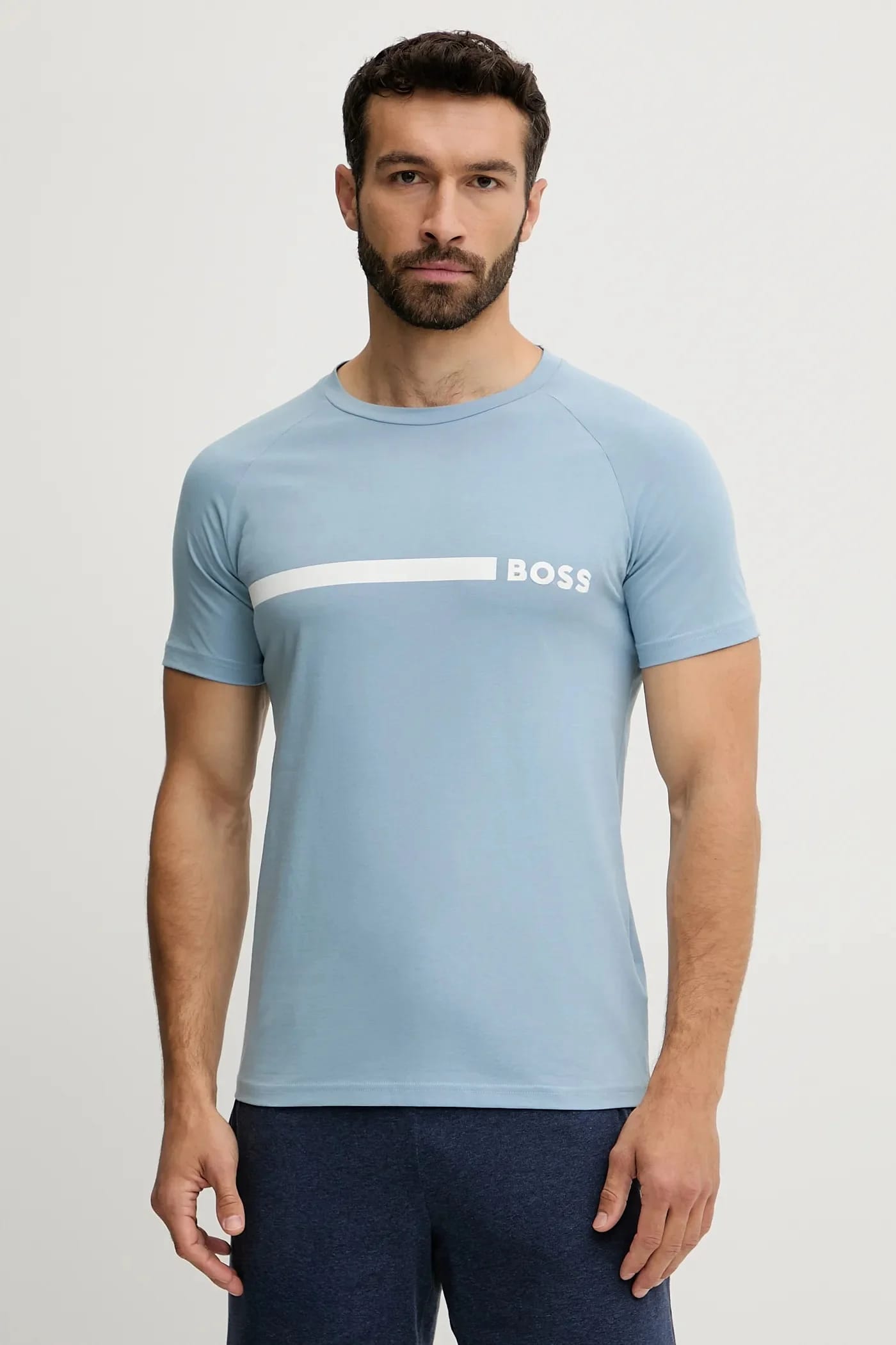 Хлопковая футболка RN Slim Fit синяя для мужчин