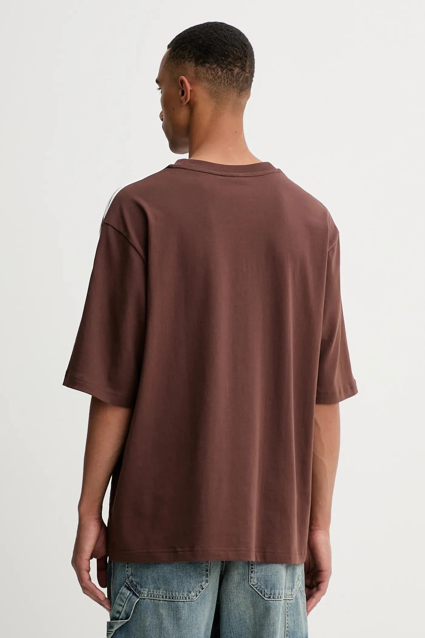 Футболка Oversize из хлопка коричневая для мужчин - фото 3