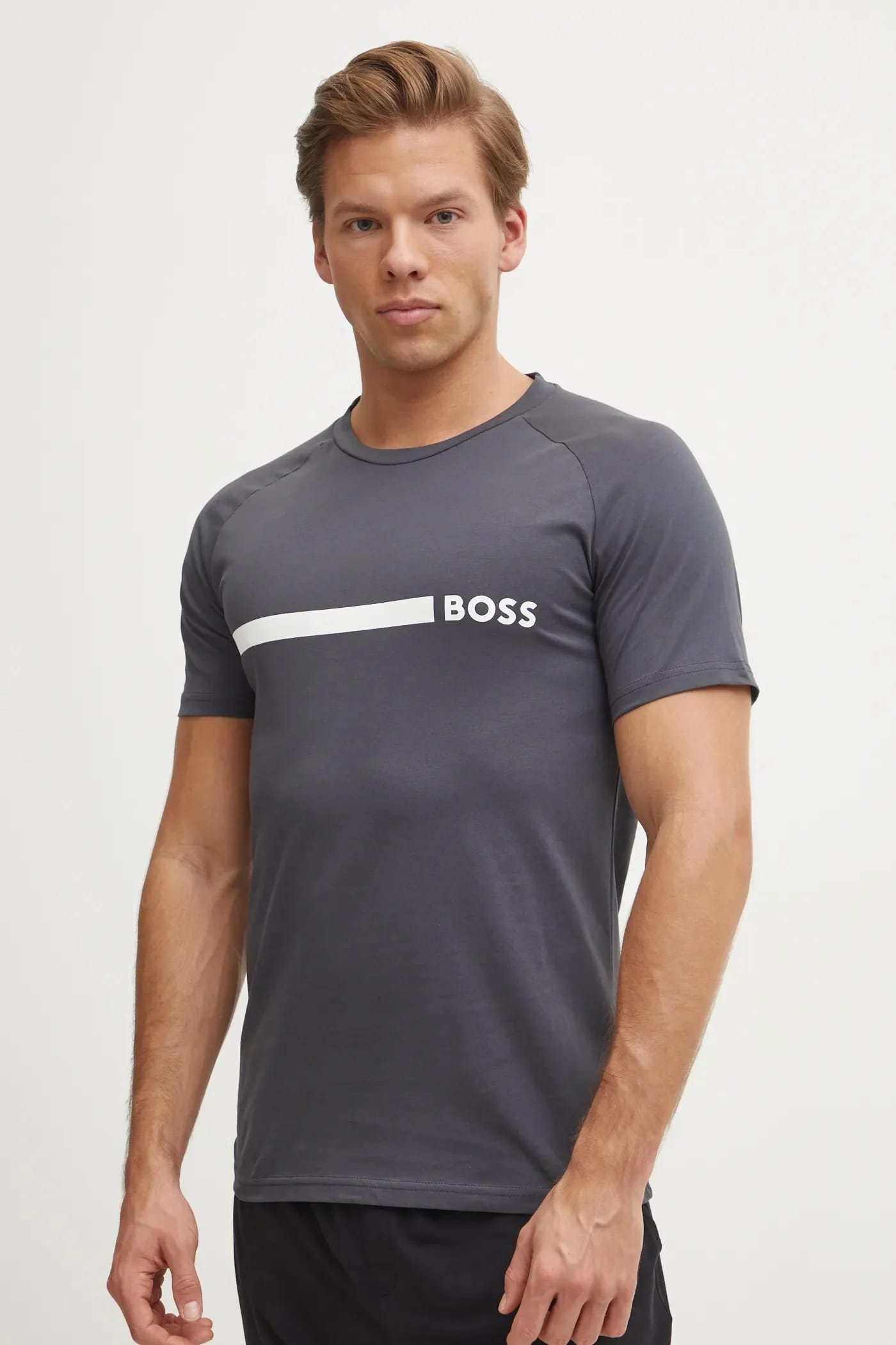 Хлопковая футболка RN Slim Fit серая для мужчин