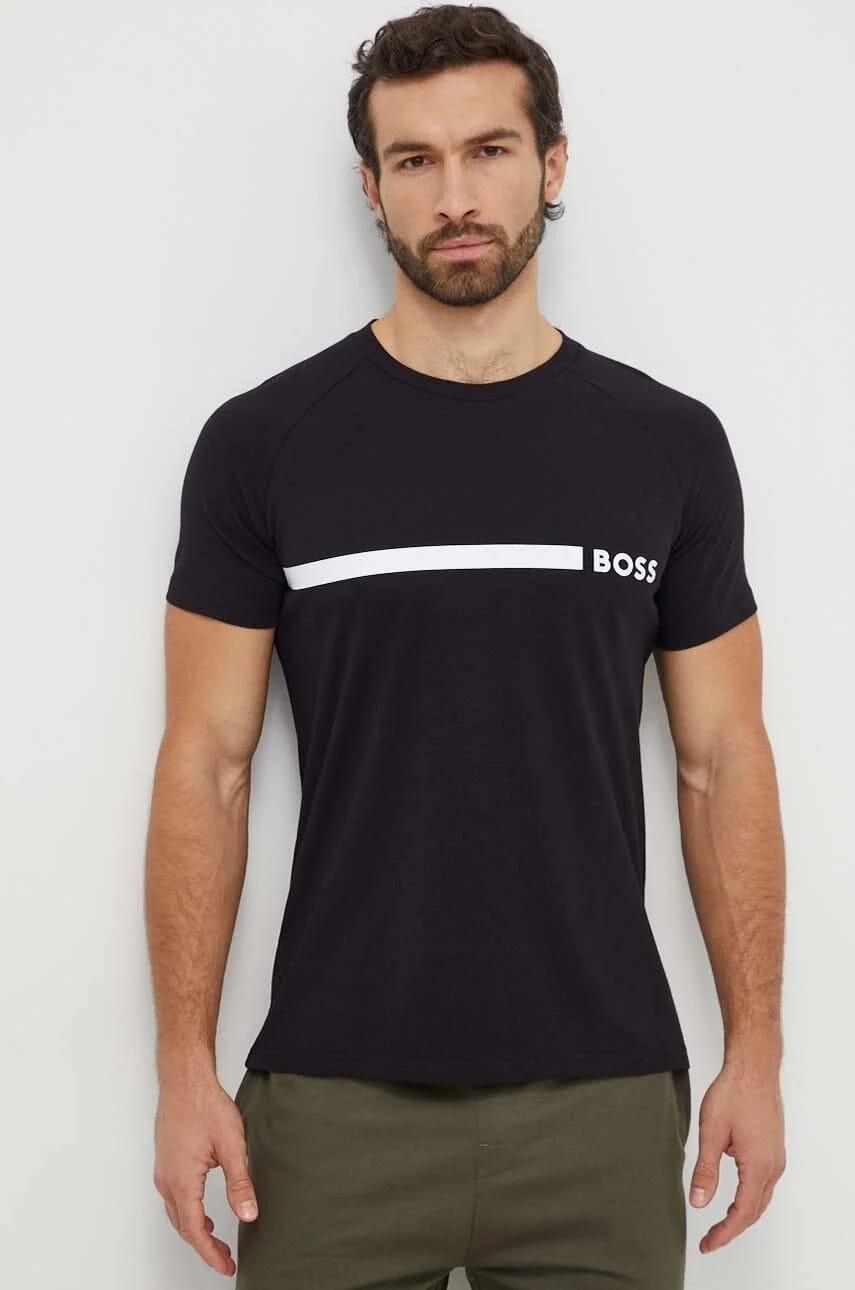 Хлопковая футболка RN Slim Fit черная для мужчин