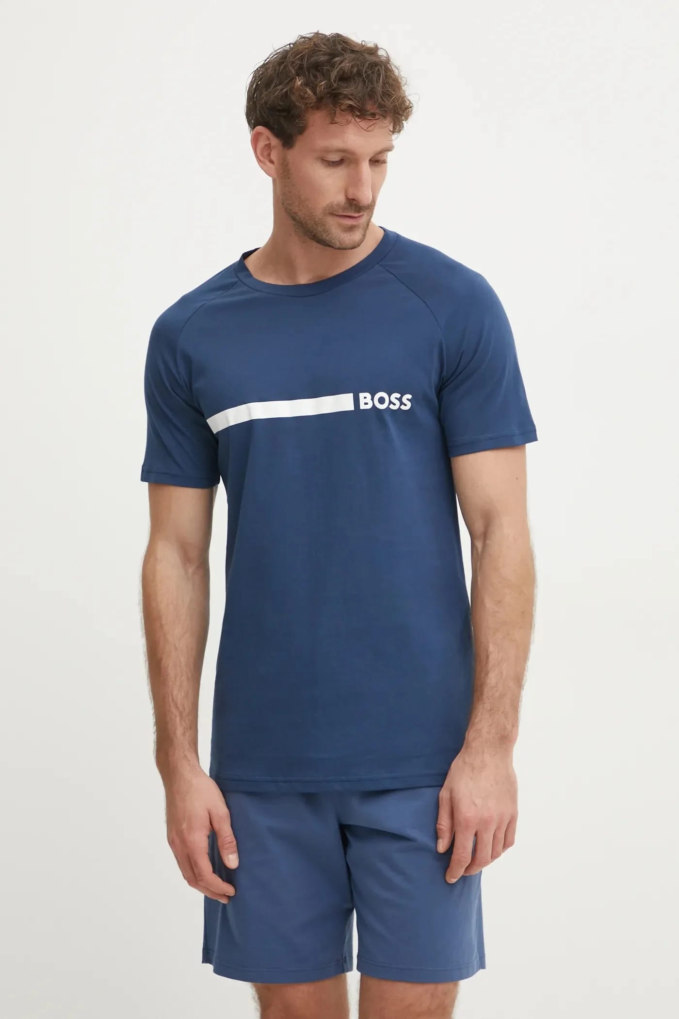 Хлопковая футболка RN Slim Fit синяя для мужчин