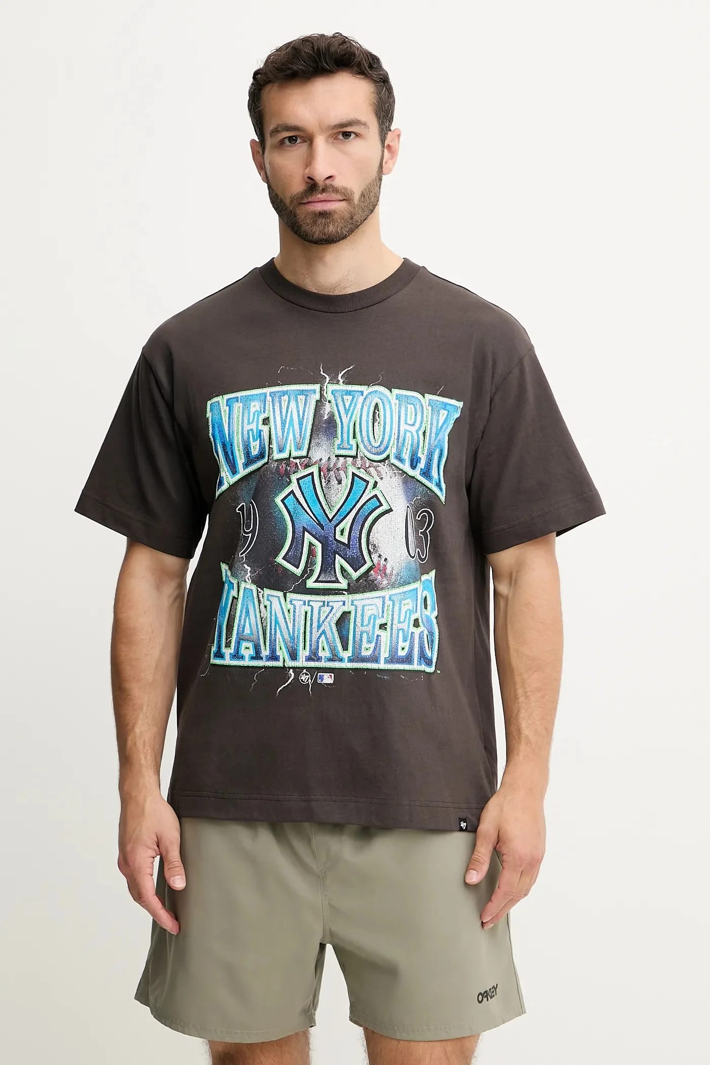 Хлопковая футболка MLB New York Yankees серая для мужчин