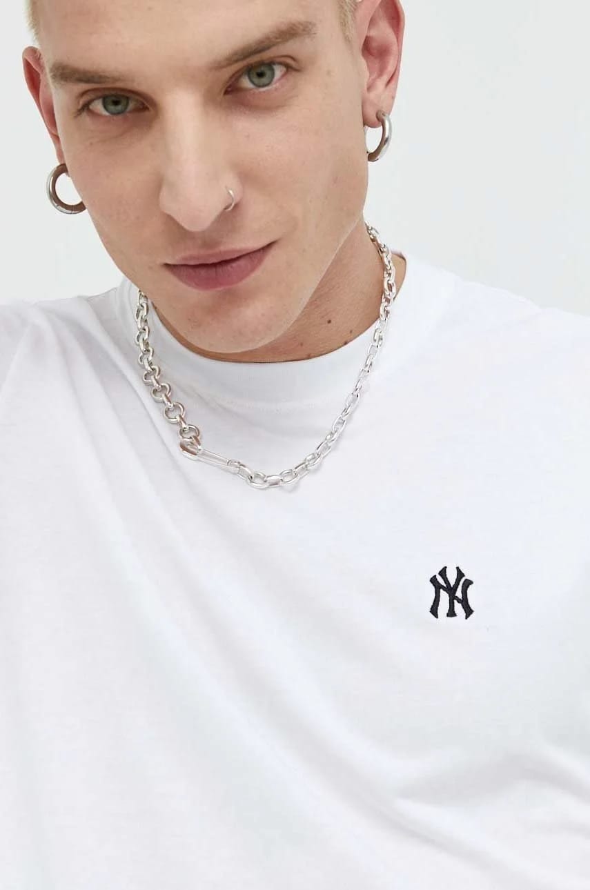 Хлопковая футболка MLB New York Yankees белая для мужчин - фото 5