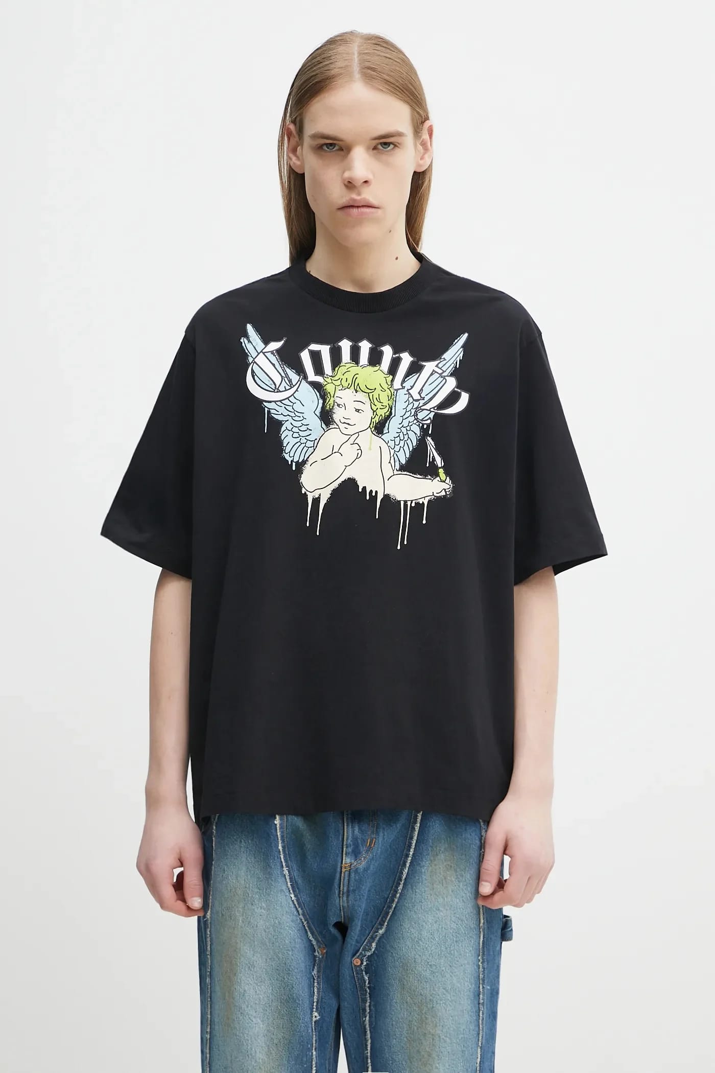 Хлопковая футболка County Angel Boxy T-Shirt Черный мультикол