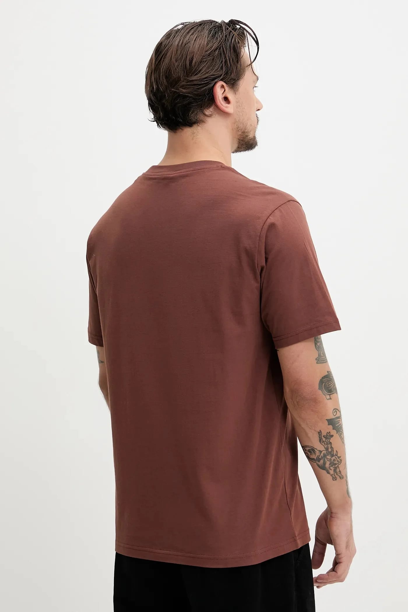 Хлопковая футболка коричневая для мужчин - фото 3