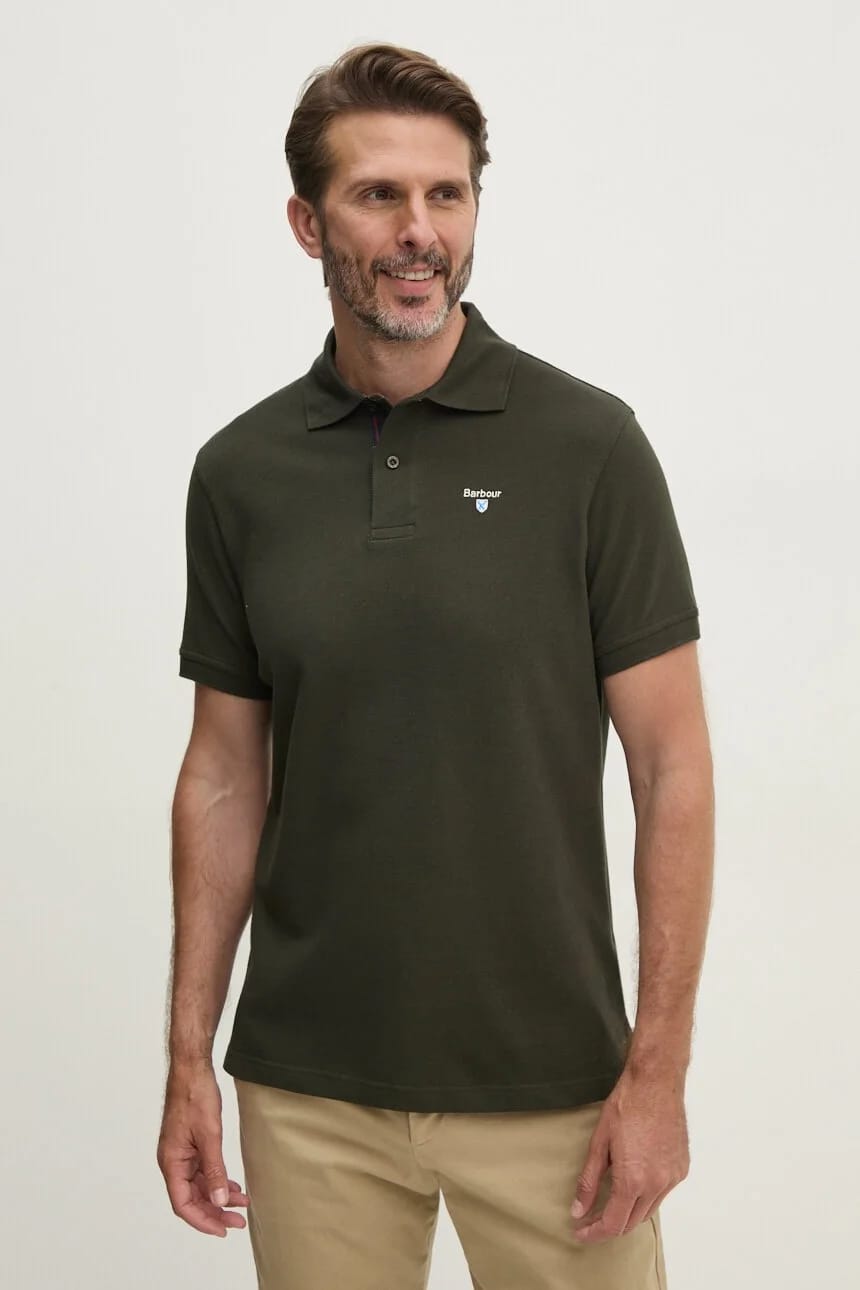 Хлопковое поло Tartan Pique Polo зеленое для мужчин