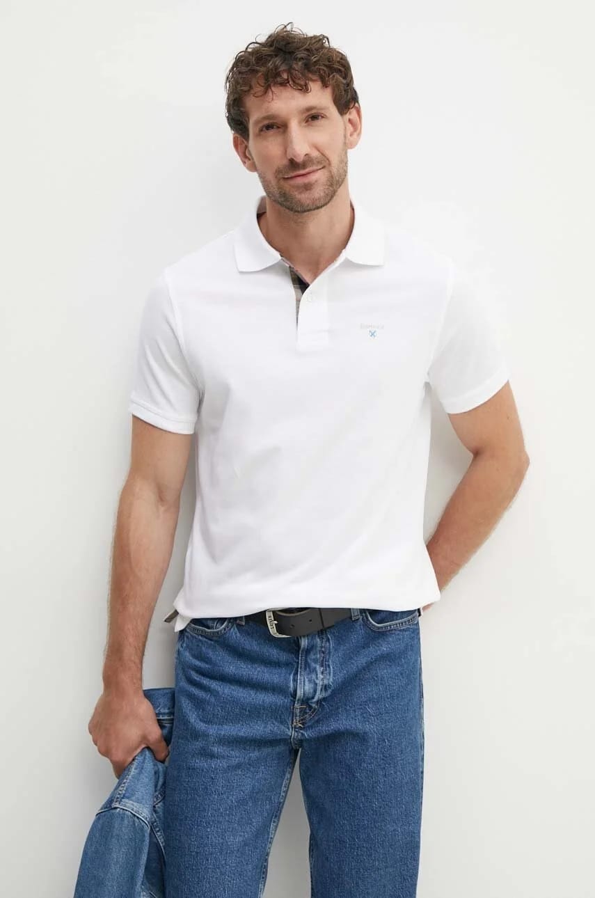 Хлопковое поло Tartan Pique Polo белое для мужчин