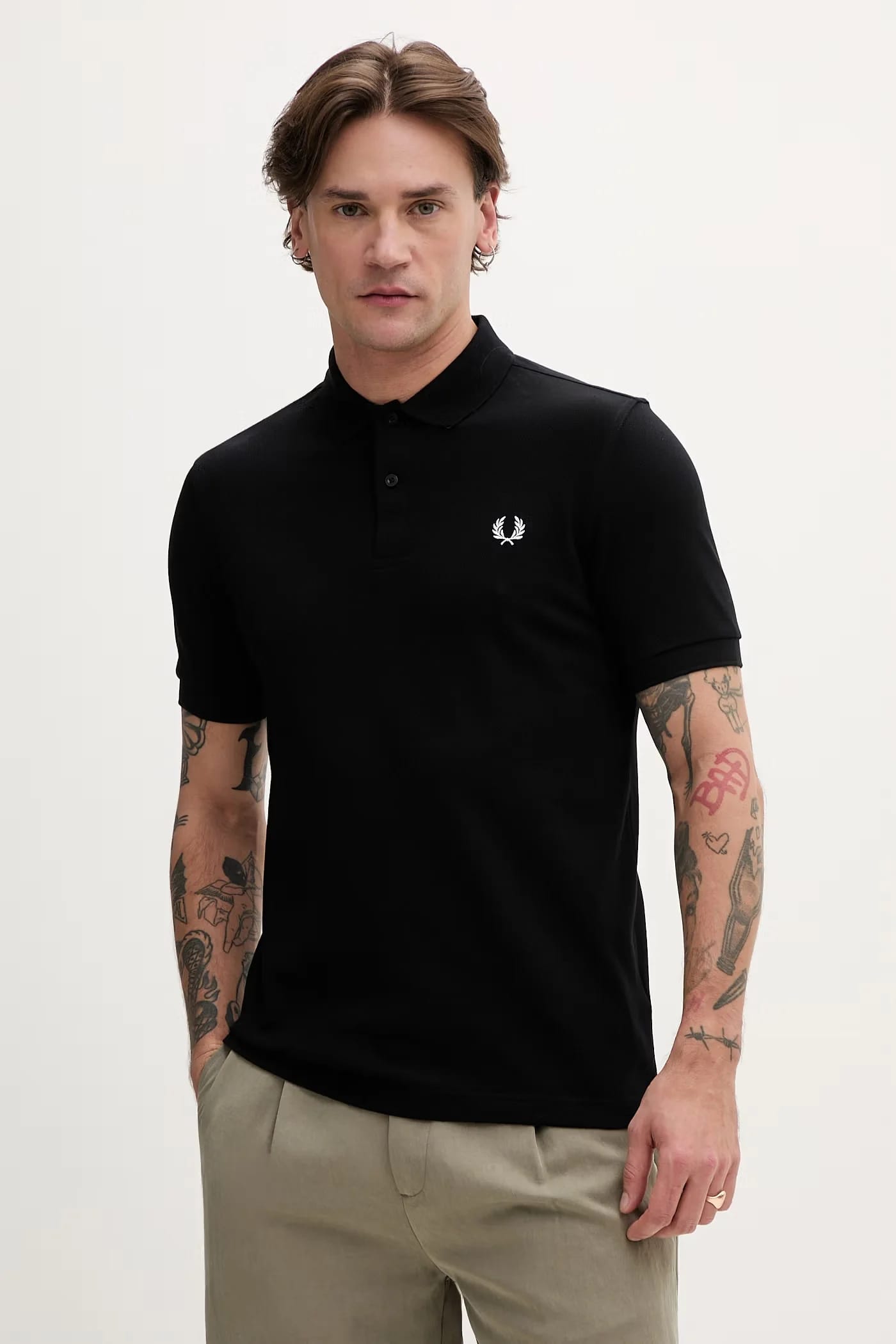 Однотонная рубашка-поло из хлопка Fred Perry