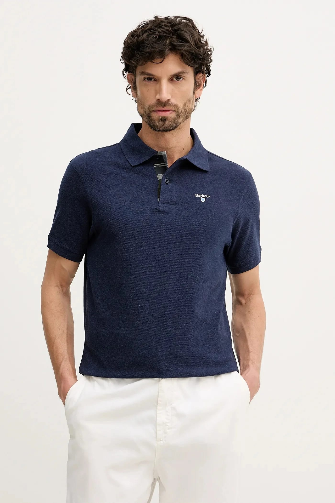 Хлопковое поло Tartan Pique Polo военно-морской для мужчин