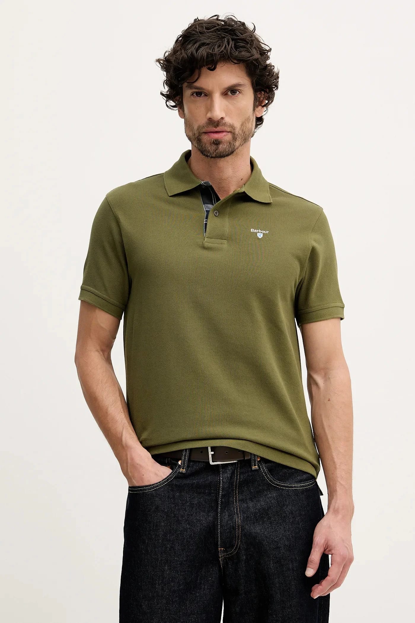 Хлопковое поло Tartan Pique Polo зеленое для мужчин