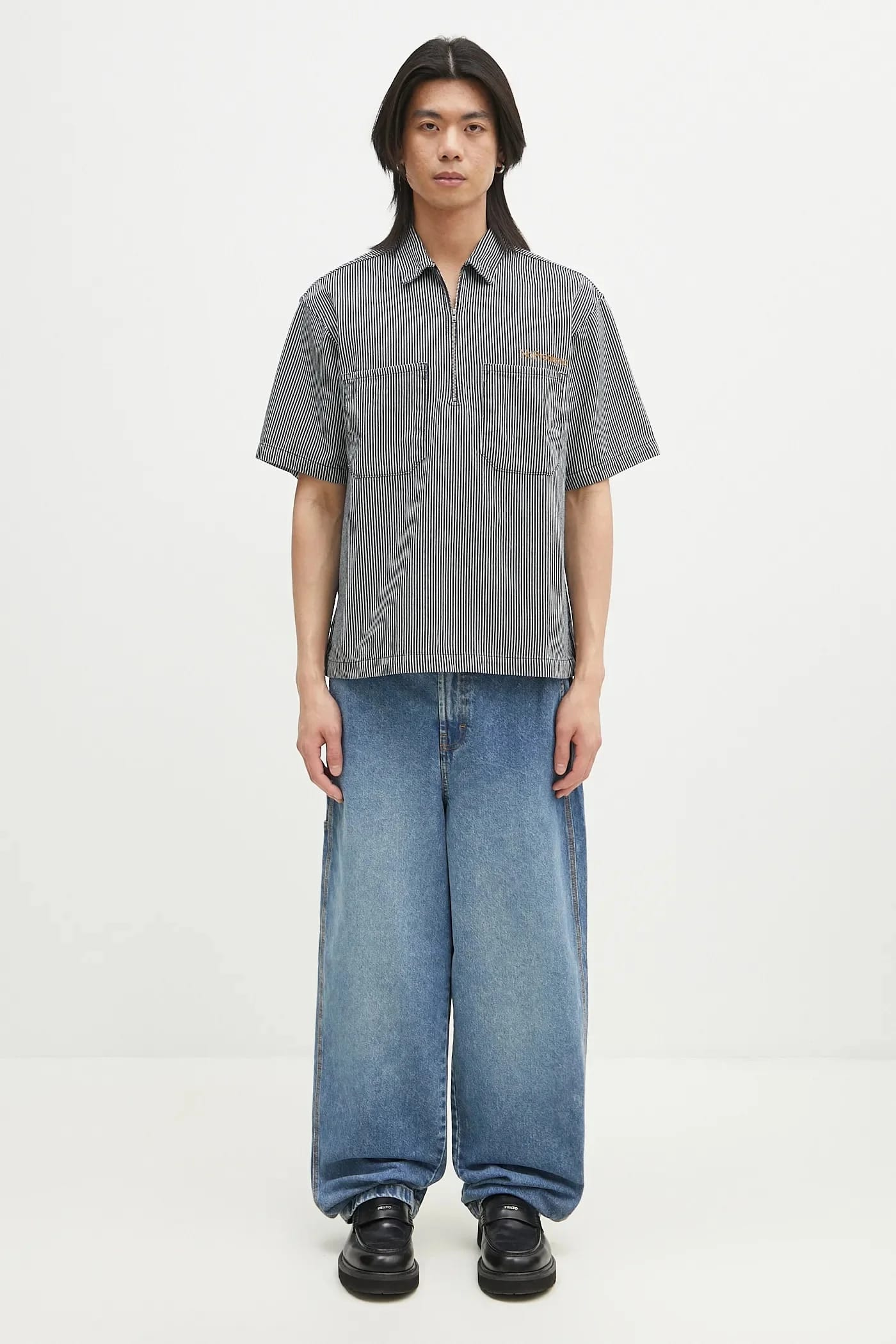 Хлопковая рубашка-поло Mini Issueo SS Work Shirt - Джинсовый - фото 5