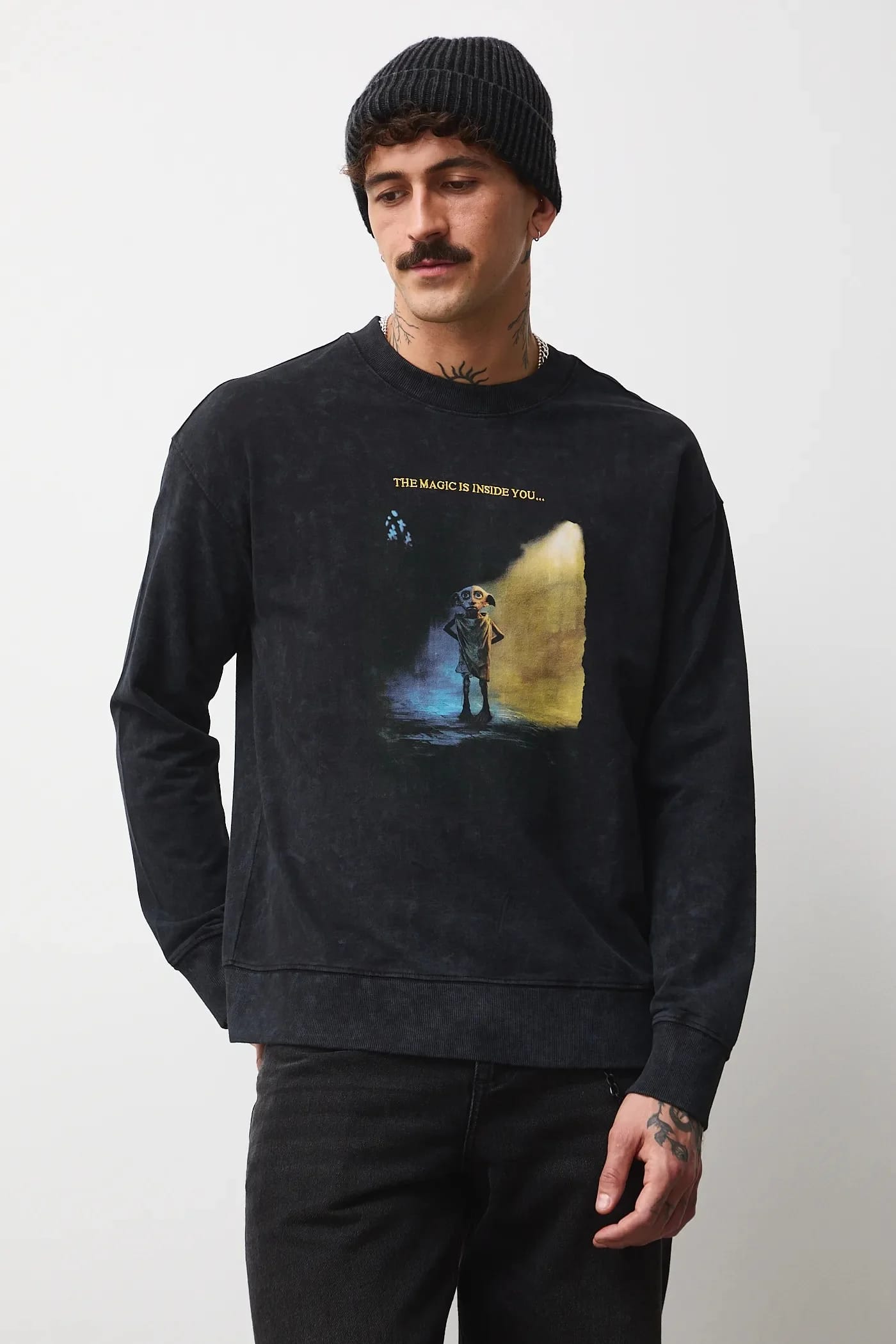 Хлопковая рубашка с длинным рукавом черная для мужчин