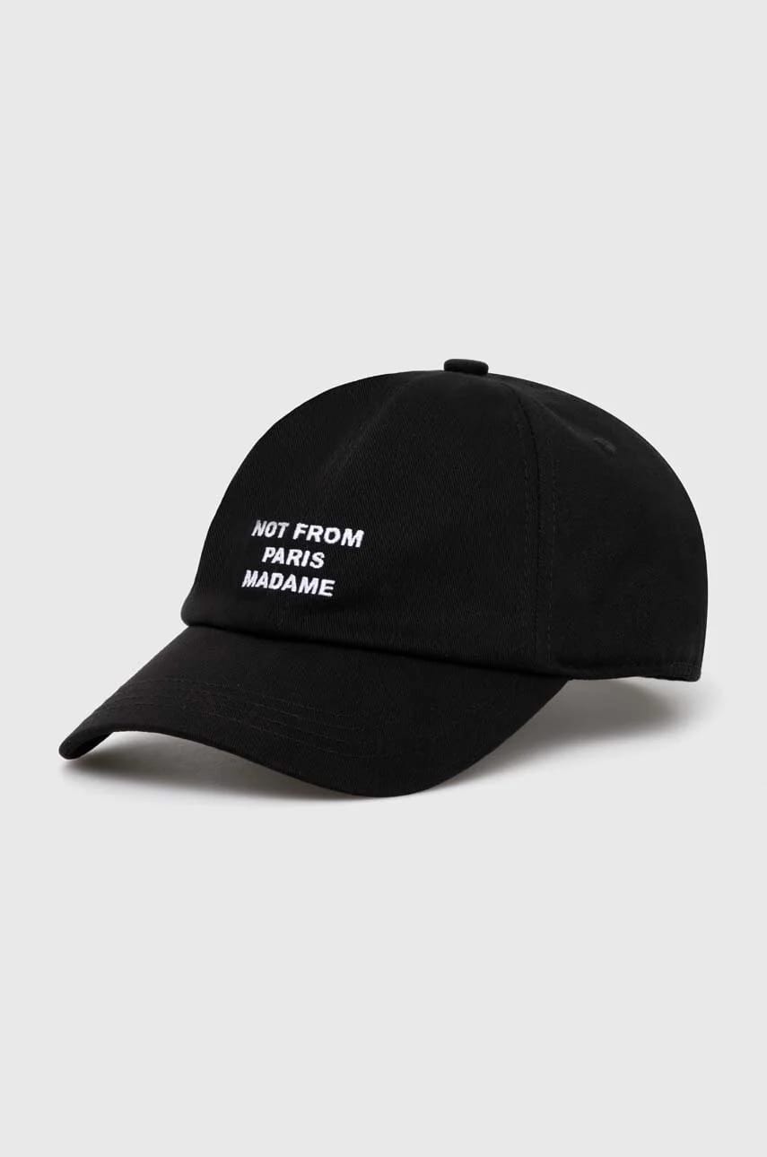 Хлопковая бейсболка La Casquette Slogan черная для мужчин