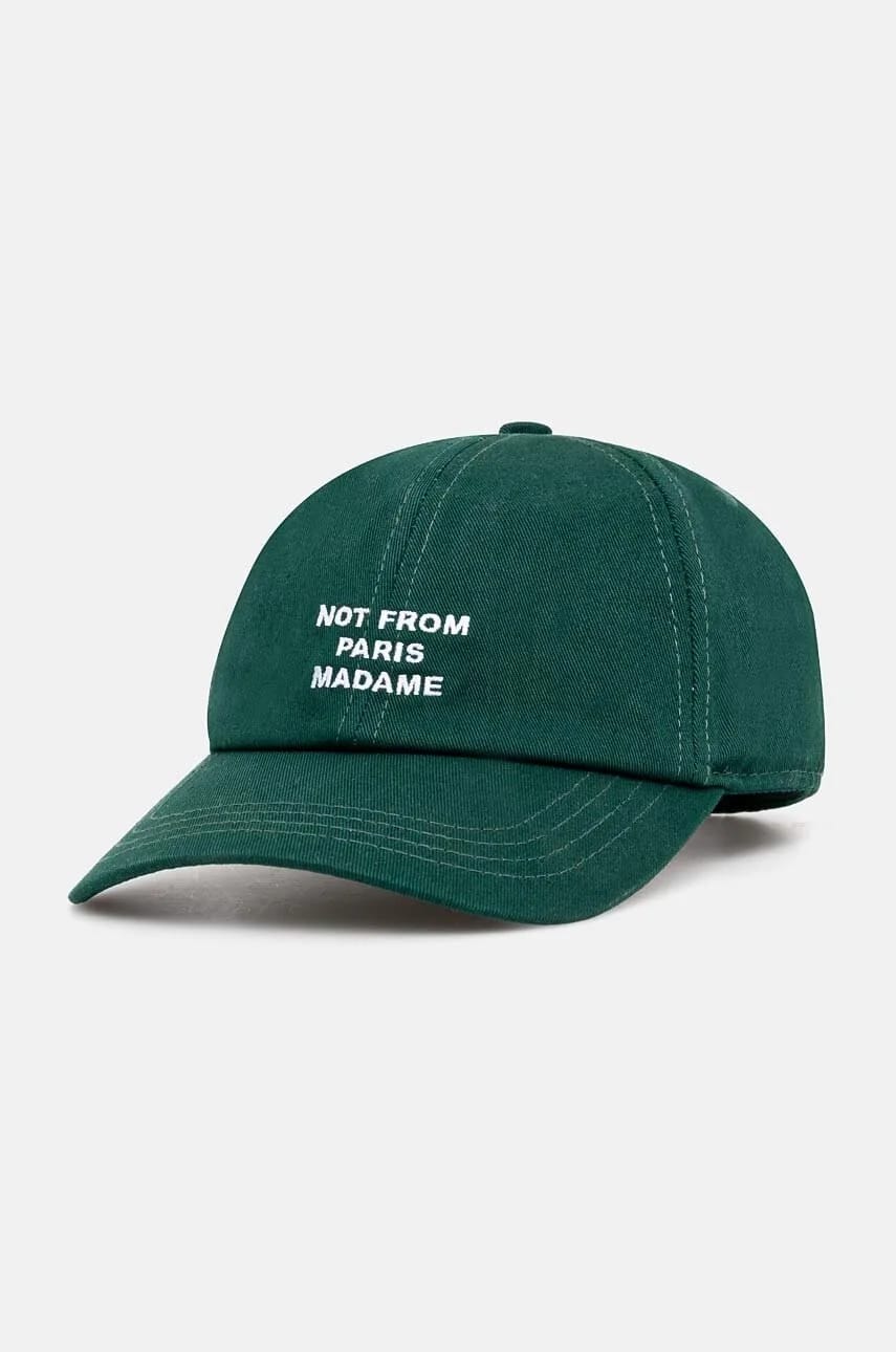 Хлопковая бейсболка La Casquette Slogan зеленая для мужчин