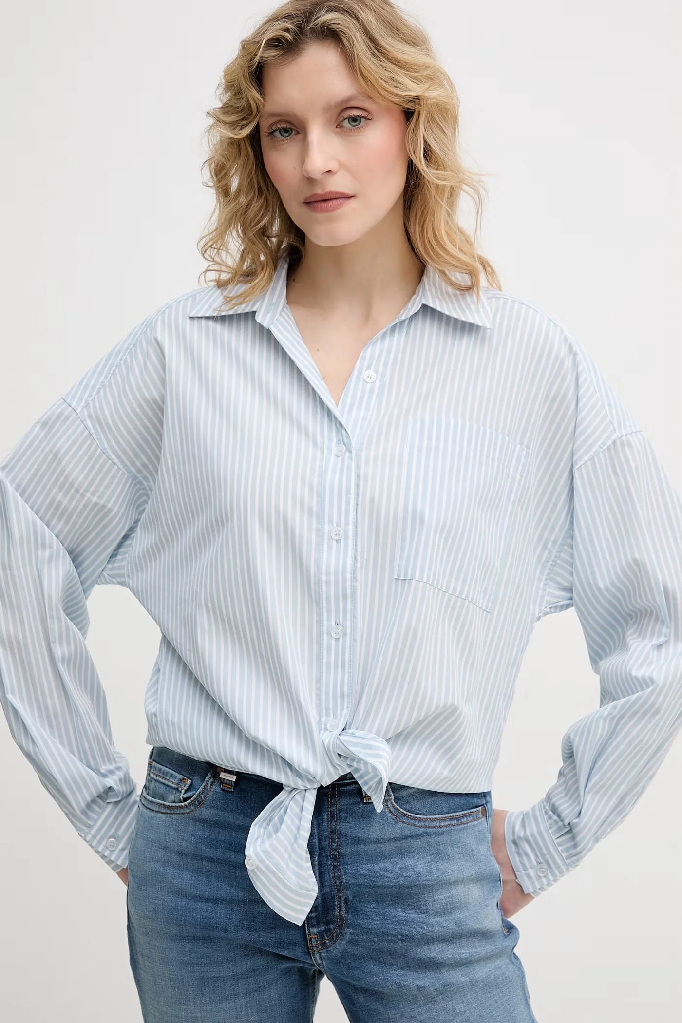 Женская рубашка из вискозы синяя для женщин - фото 4