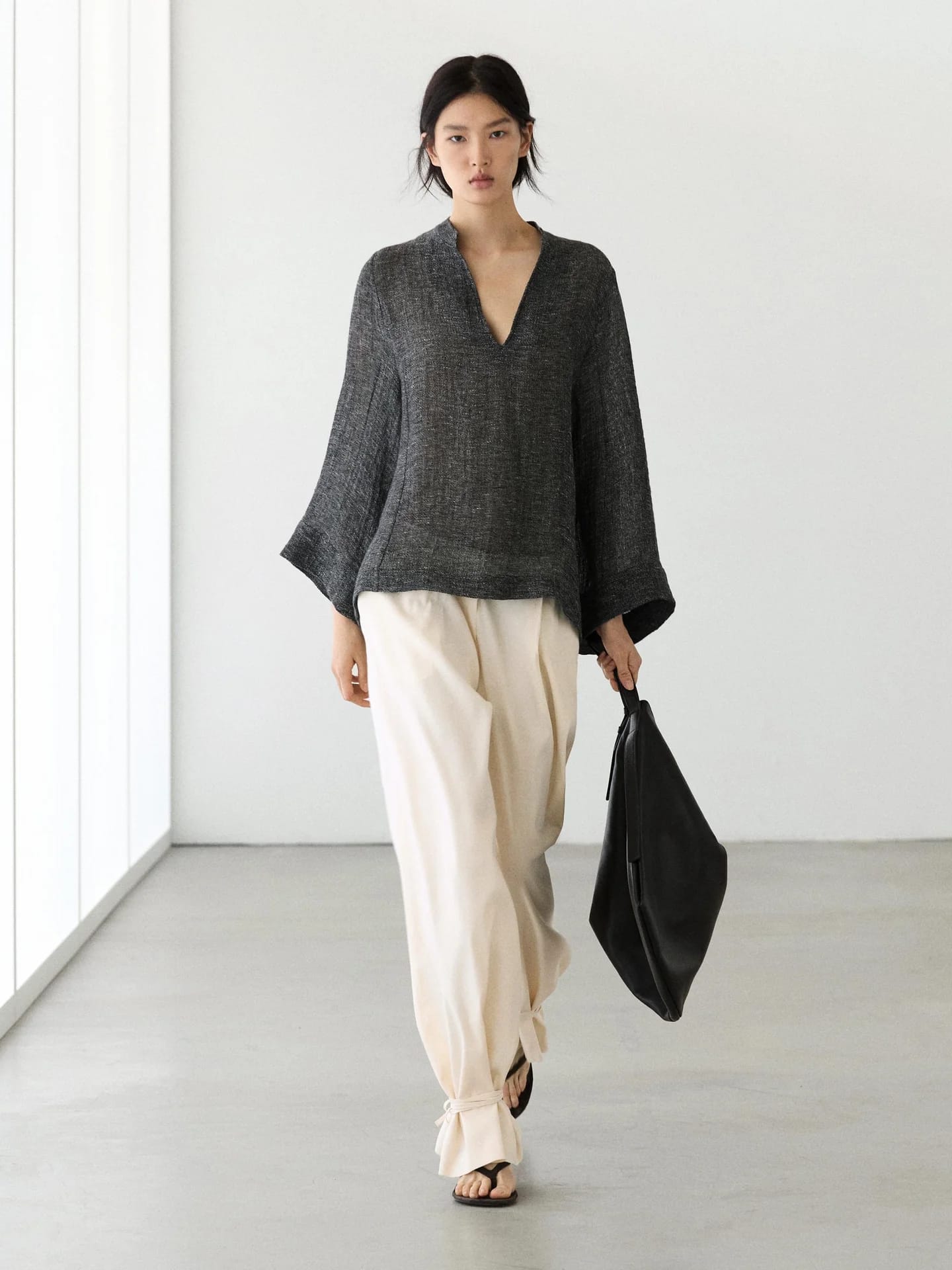 Блузка Total Look из меланжевого льна - фото 6