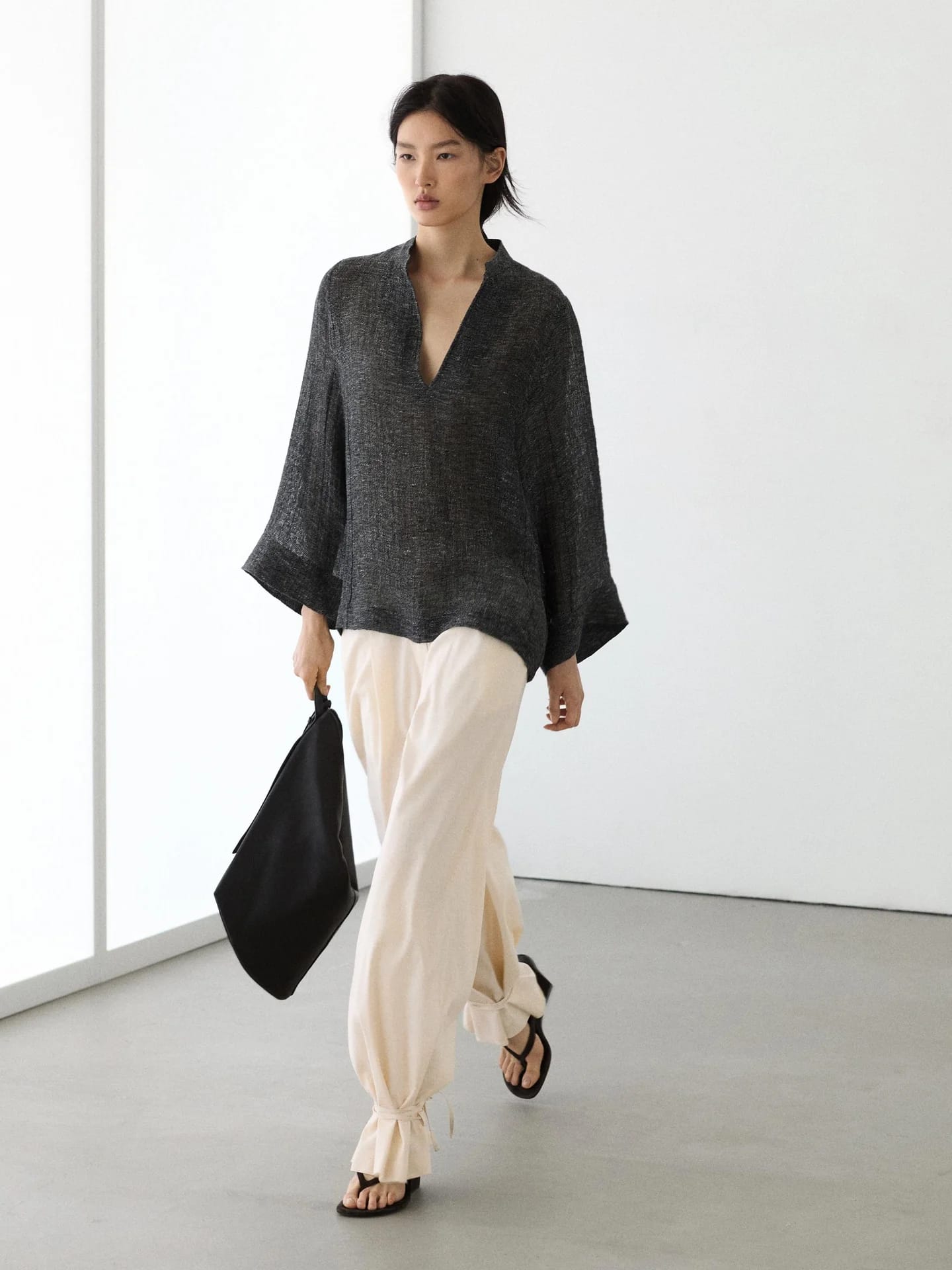 Блузка Total Look из меланжевого льна - фото 9