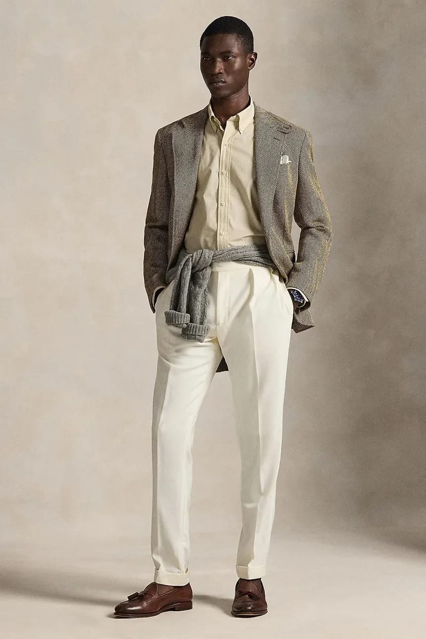 Мужская рубашка бежевая для мужчин - фото 3
