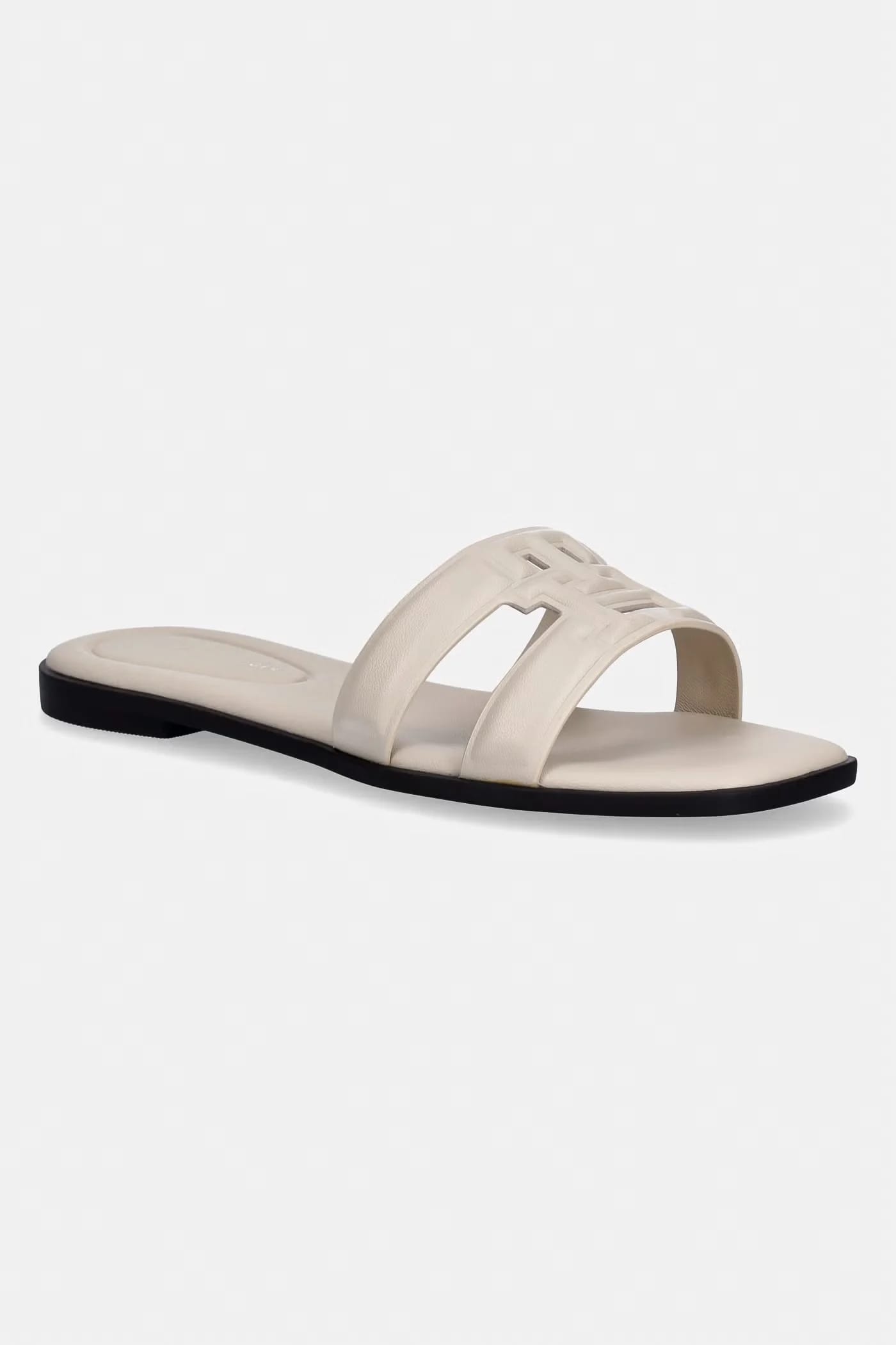 Женские кожаные шлепанцы на плоской подошве TH LOGO STRAP MULE