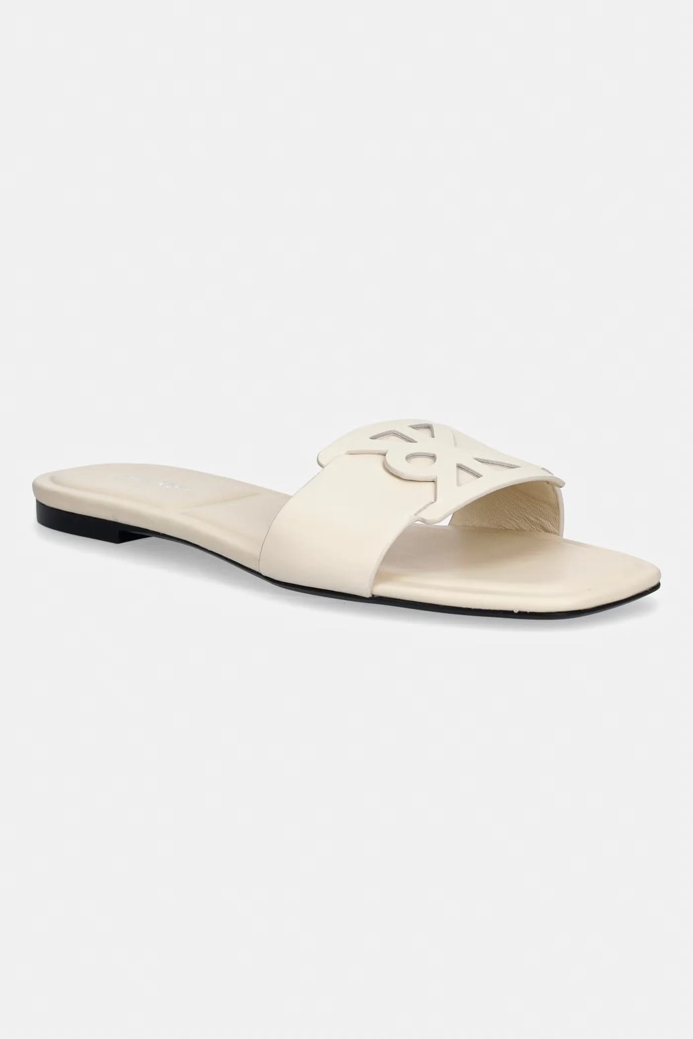 Женские кожаные тапочки SQUARE FLAT SANDAL EMBLEM