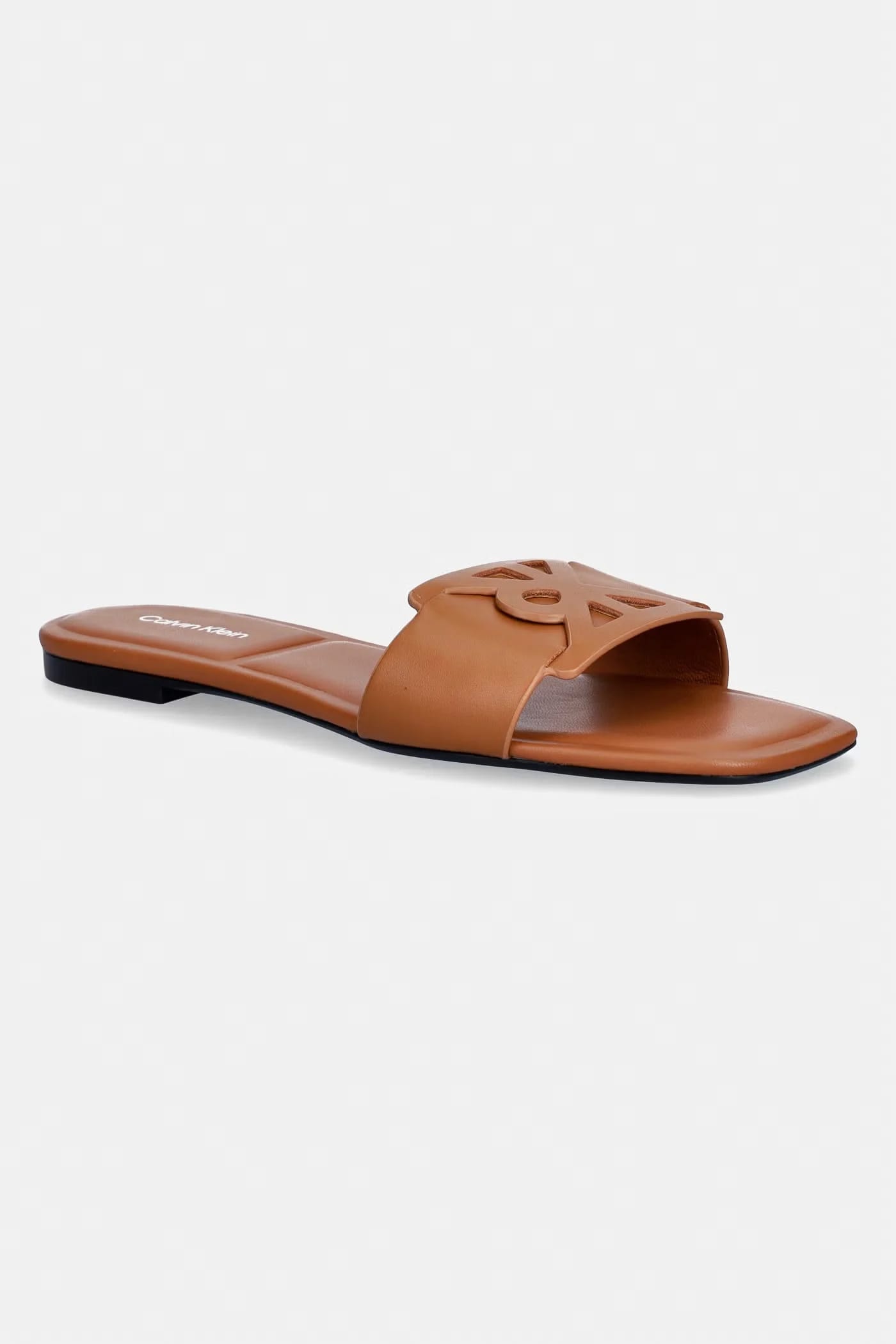 Женские кожаные тапочки SQUARE FLAT SANDAL EMBLEM