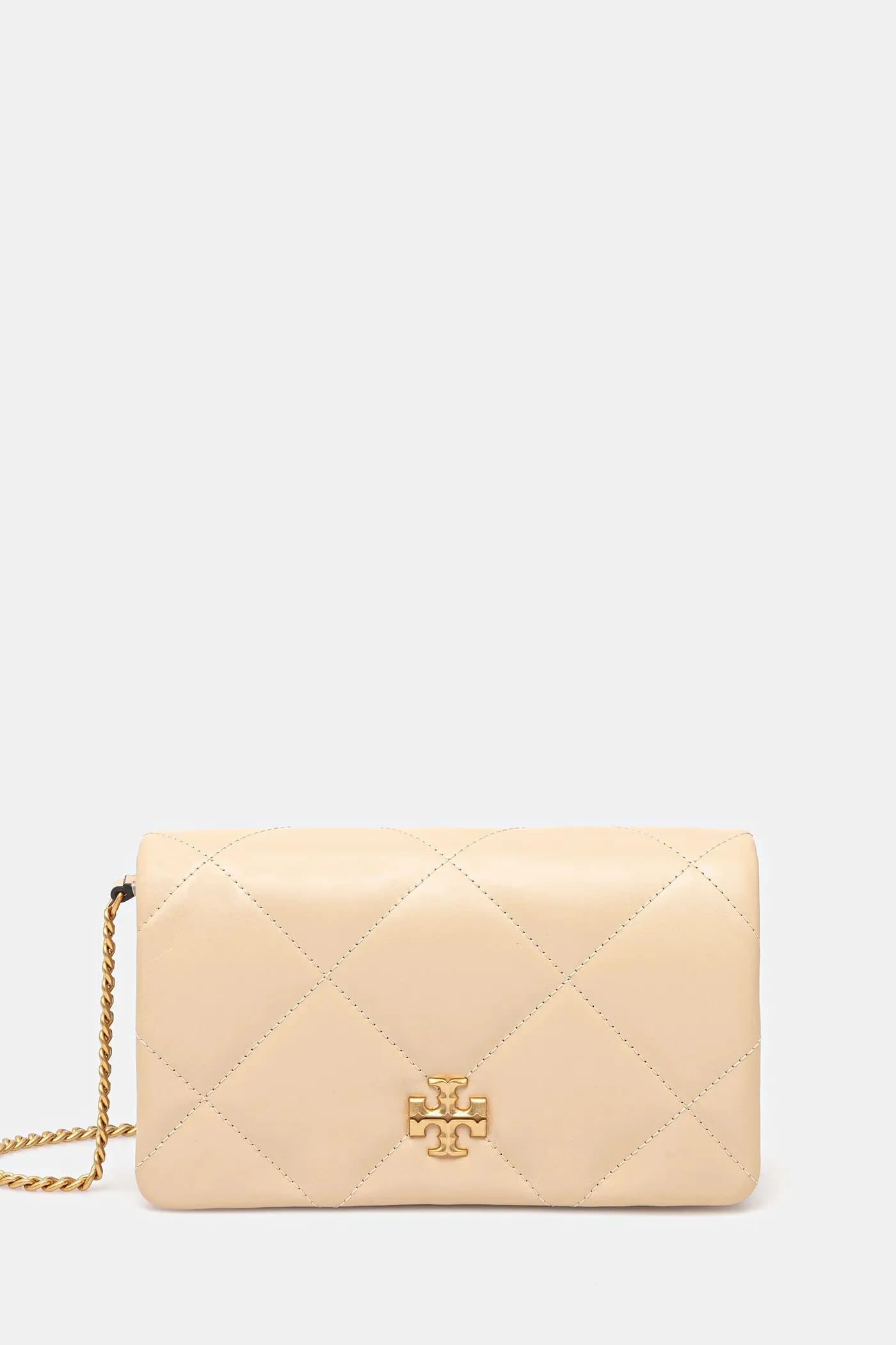 Кожаная сумка Kira Diamond Quilt бежевая для женщин