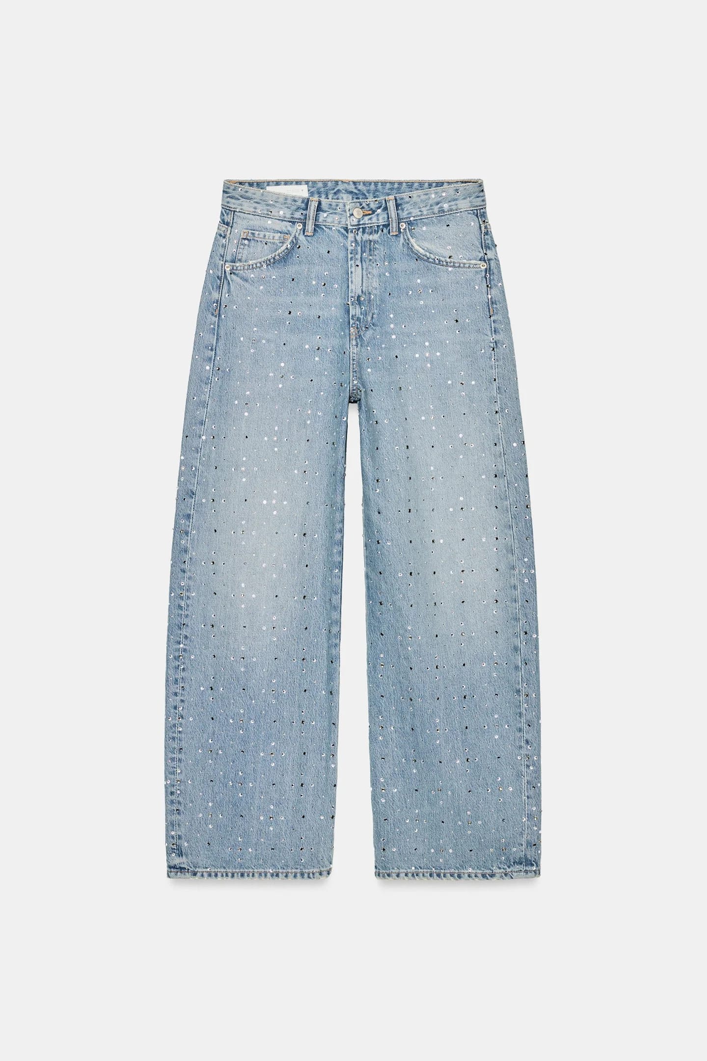ДЖИНСЫ TRF BAGGY С ДРАГОЦЕННЫМИ УКРАШЕНИЯМИ И СРЕДНЕЙ ПОСАДКОЙ - фото 3