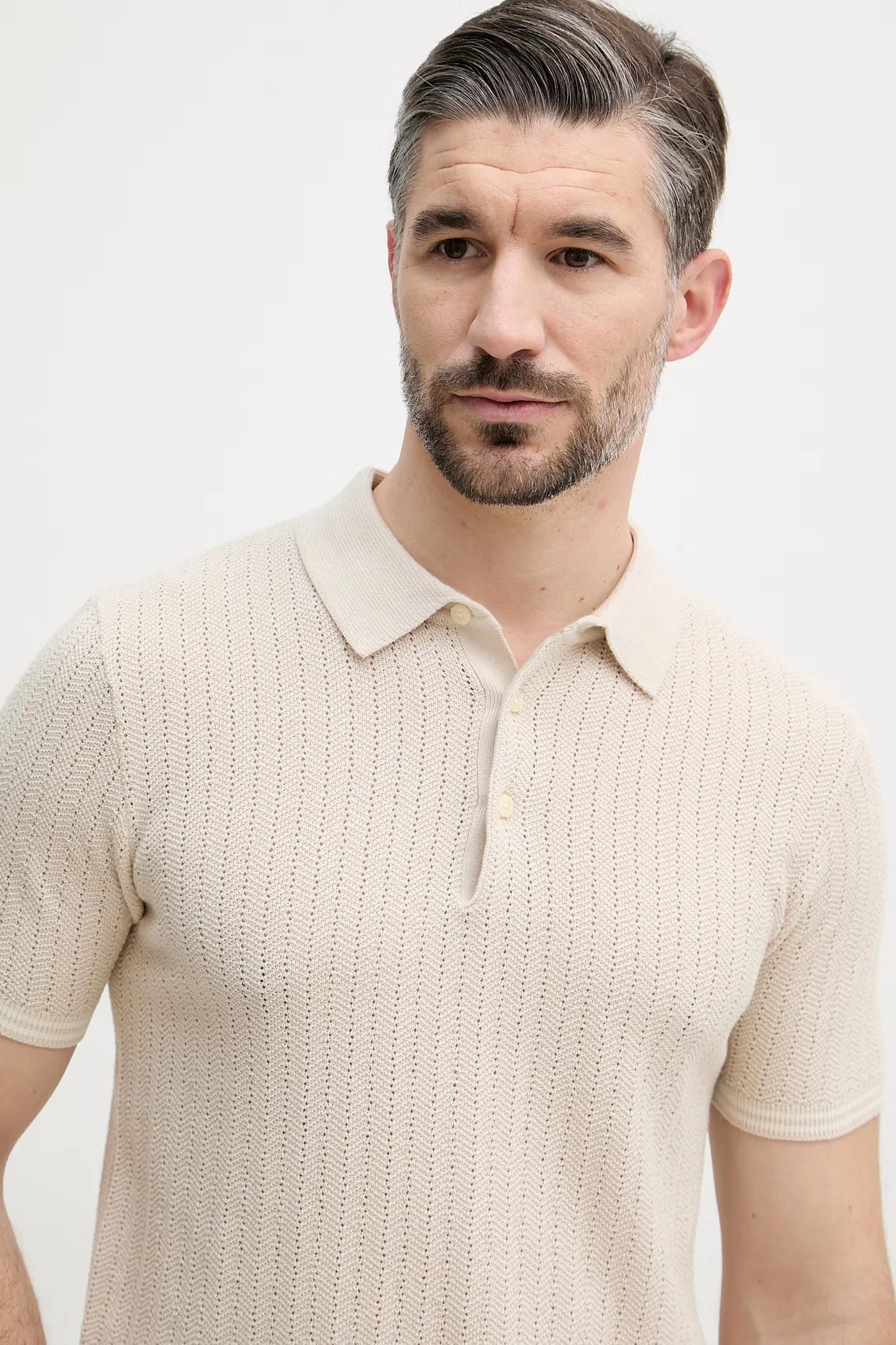 Мужское хлопковое поло TIPPED OPEN KNIT SS - фото 4