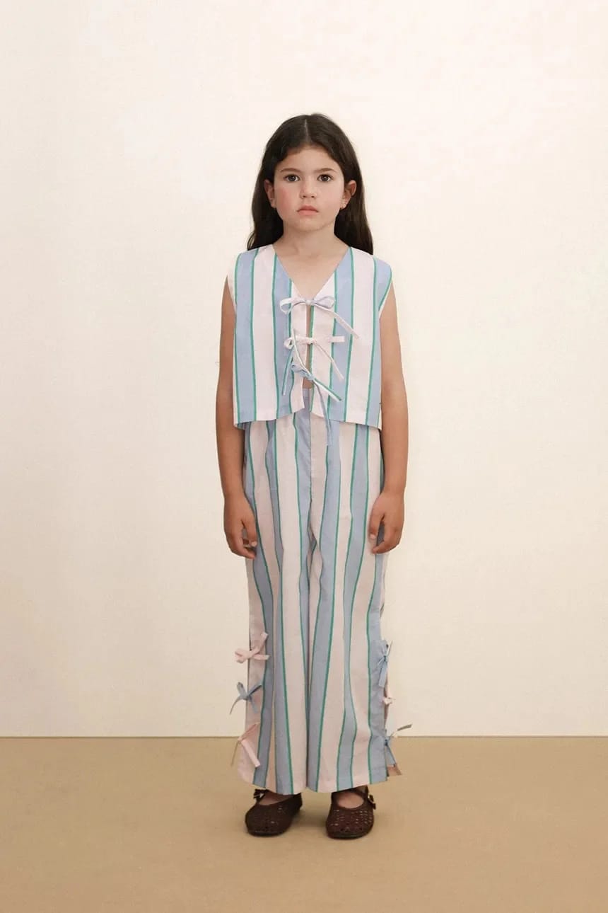 Детская хлопковая рубашка RETRO STRIPES BOWS VEST - фото 7