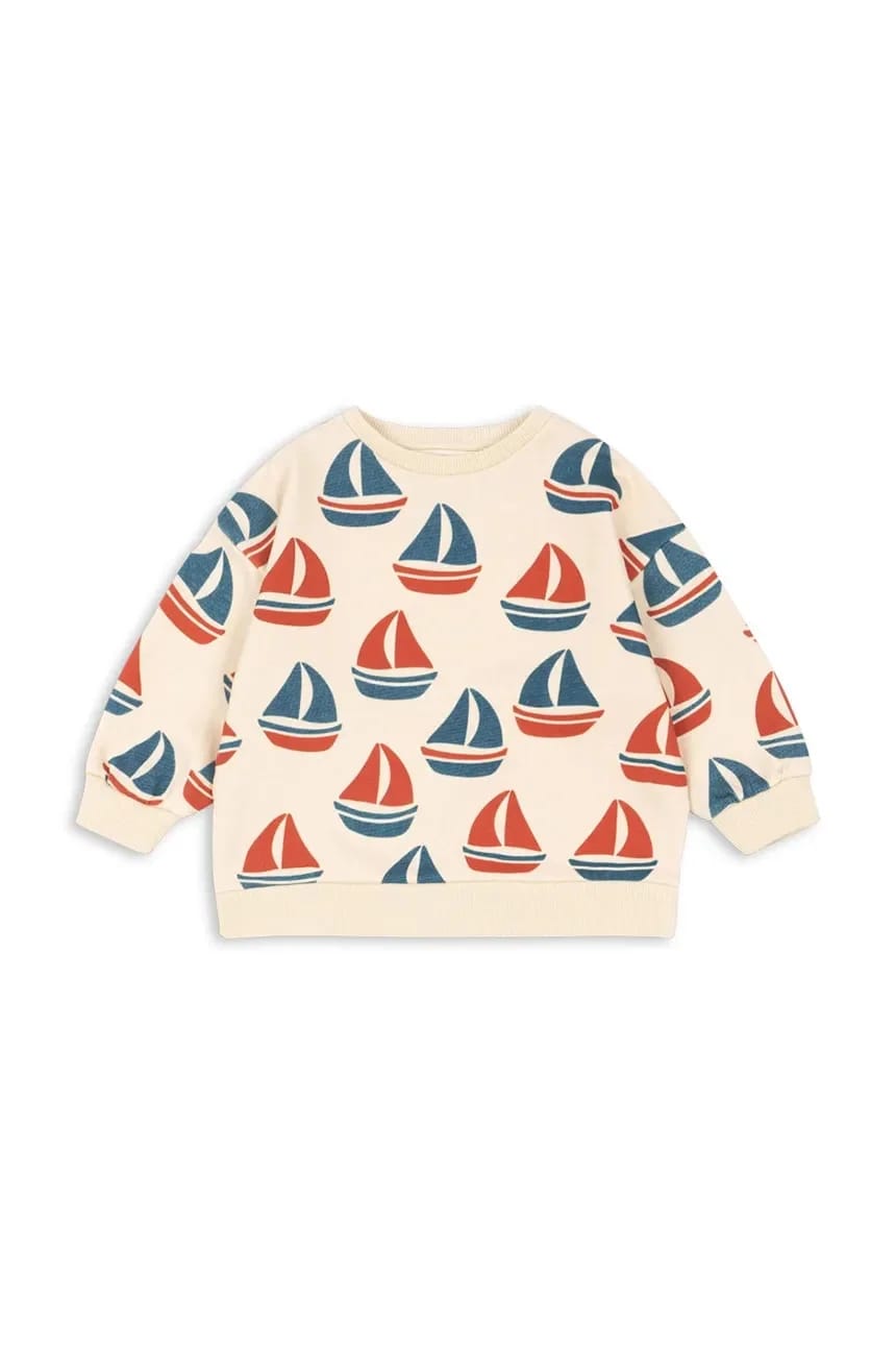 Детская толстовка из хлопка LOUPY LOU SWEAT SHIRT OCS бежевая для мальчиков
