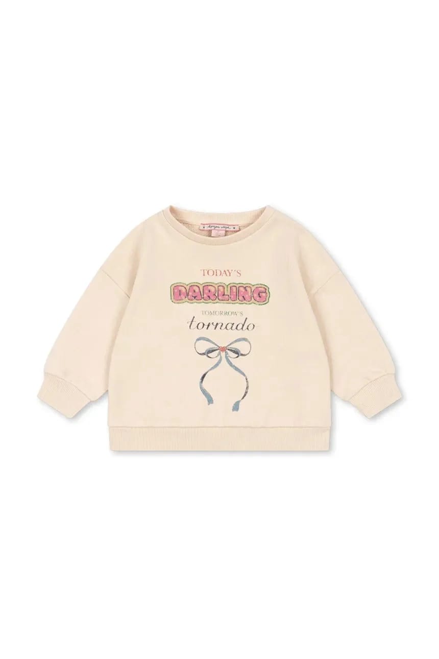 Детская толстовка из хлопка LOUPY LOU SWEAT SHIRT OCS бежевая для девочек - фото 2