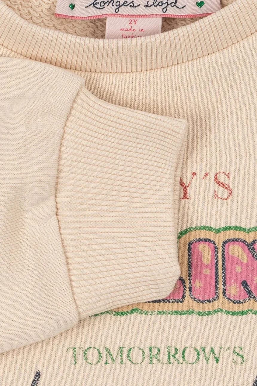Детская толстовка из хлопка LOUPY LOU SWEAT SHIRT OCS бежевая для девочек - фото 5