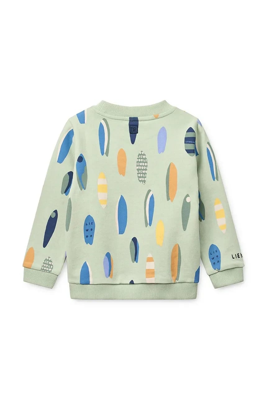 Детская хлопковая толстовка Thora Printed Sweatshirt зеленая для мальчиков - фото 3