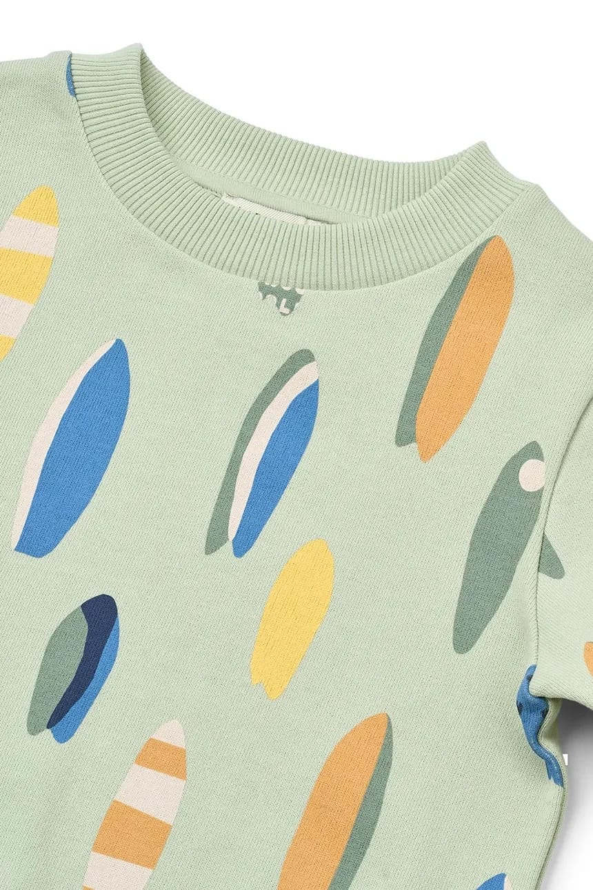 Детская хлопковая толстовка Thora Printed Sweatshirt зеленая для мальчиков - фото 4