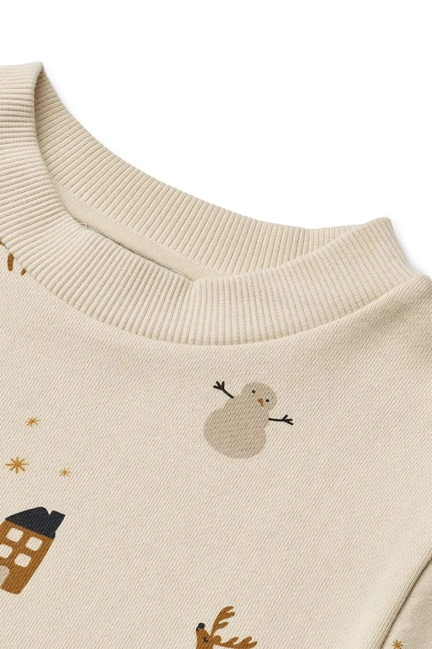 Детская хлопковая толстовка Thora Printed Sweatshirt бежевая для мальчиков - фото 3