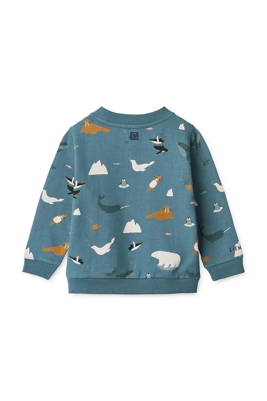 Детская хлопковая толстовка Thora Printed Sweatshirt синяя для мальчиков - фото 2