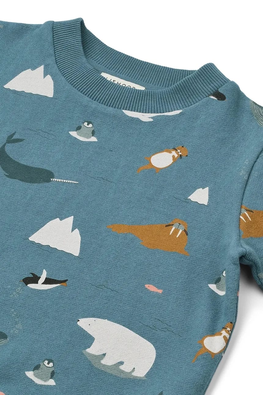 Детская хлопковая толстовка Thora Printed Sweatshirt синяя для мальчиков - фото 3