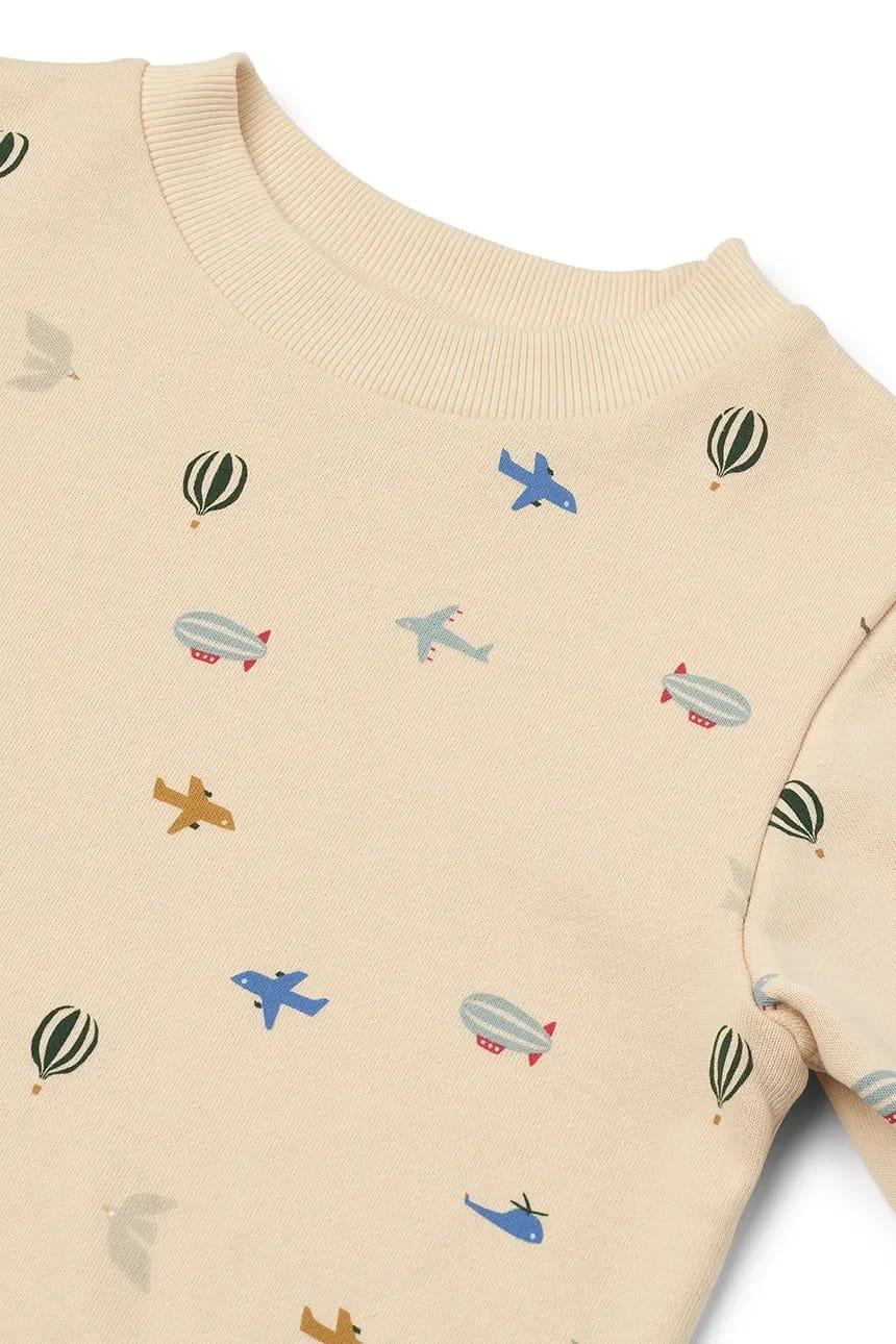 Детская хлопковая толстовка Thora Printed Sweatshirt бежевая для мальчиков - фото 3