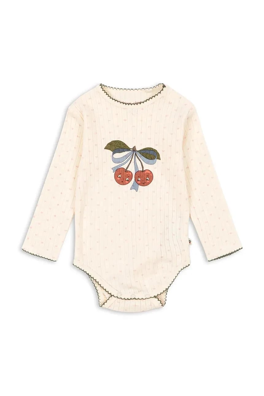 Хлопковое детское боди MINNIE BODY GOTS бежевое для девочек