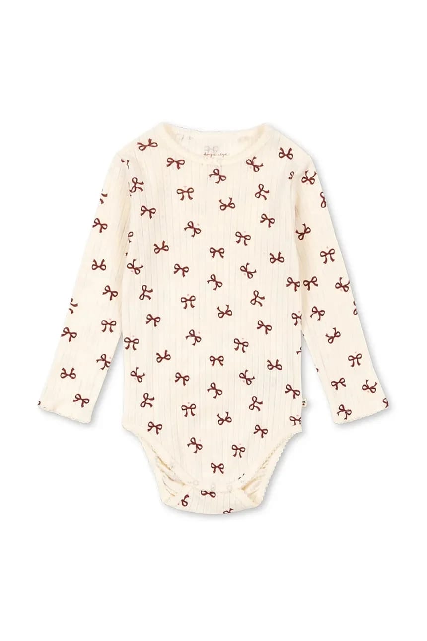 Хлопковое детское боди MINNIE BODY GOTS бежевое для девочек