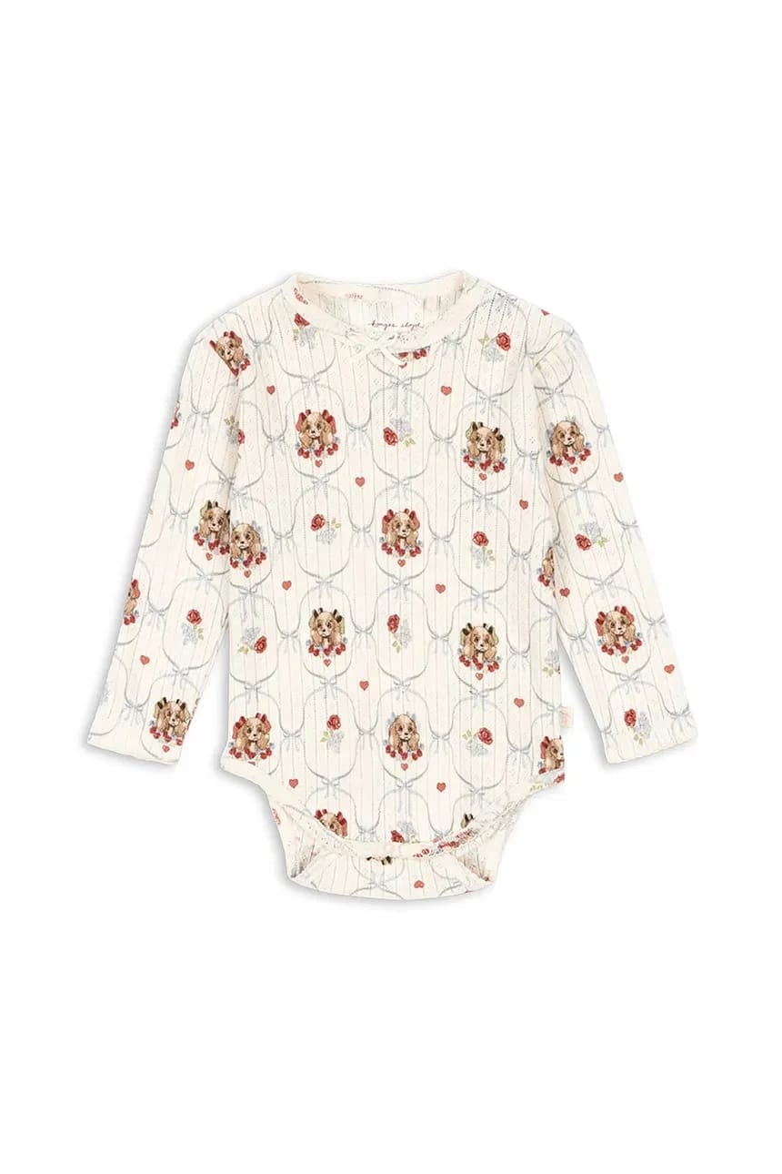 Хлопковое детское боди MINNIE BODY GOTS бежевое для мальчиков