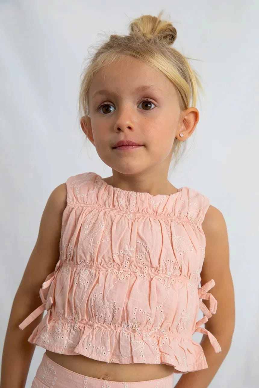 Детский хлопковый комплект розовый для девочек - фото 5
