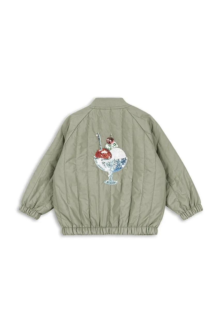 JUNO SEQUIN BOMBER JACKET детский бомбер бежевый для девочек - фото 2