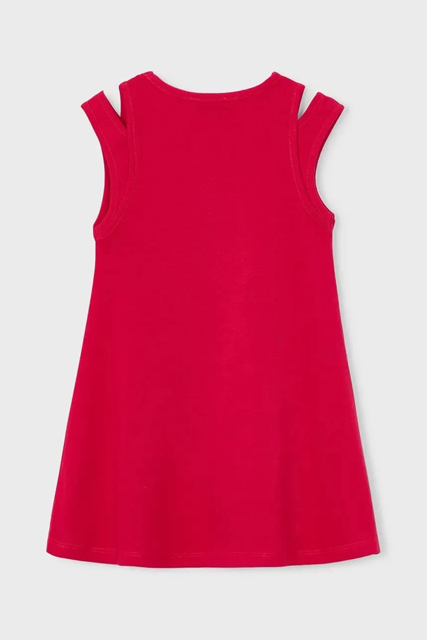 Детское хлопковое платье красное для девочек - фото 3