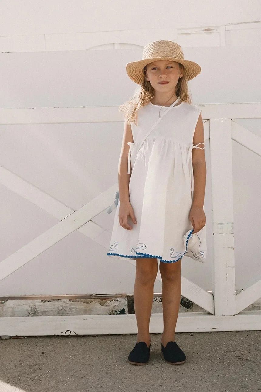 SWANS BOWS DRESS детское платье из льна