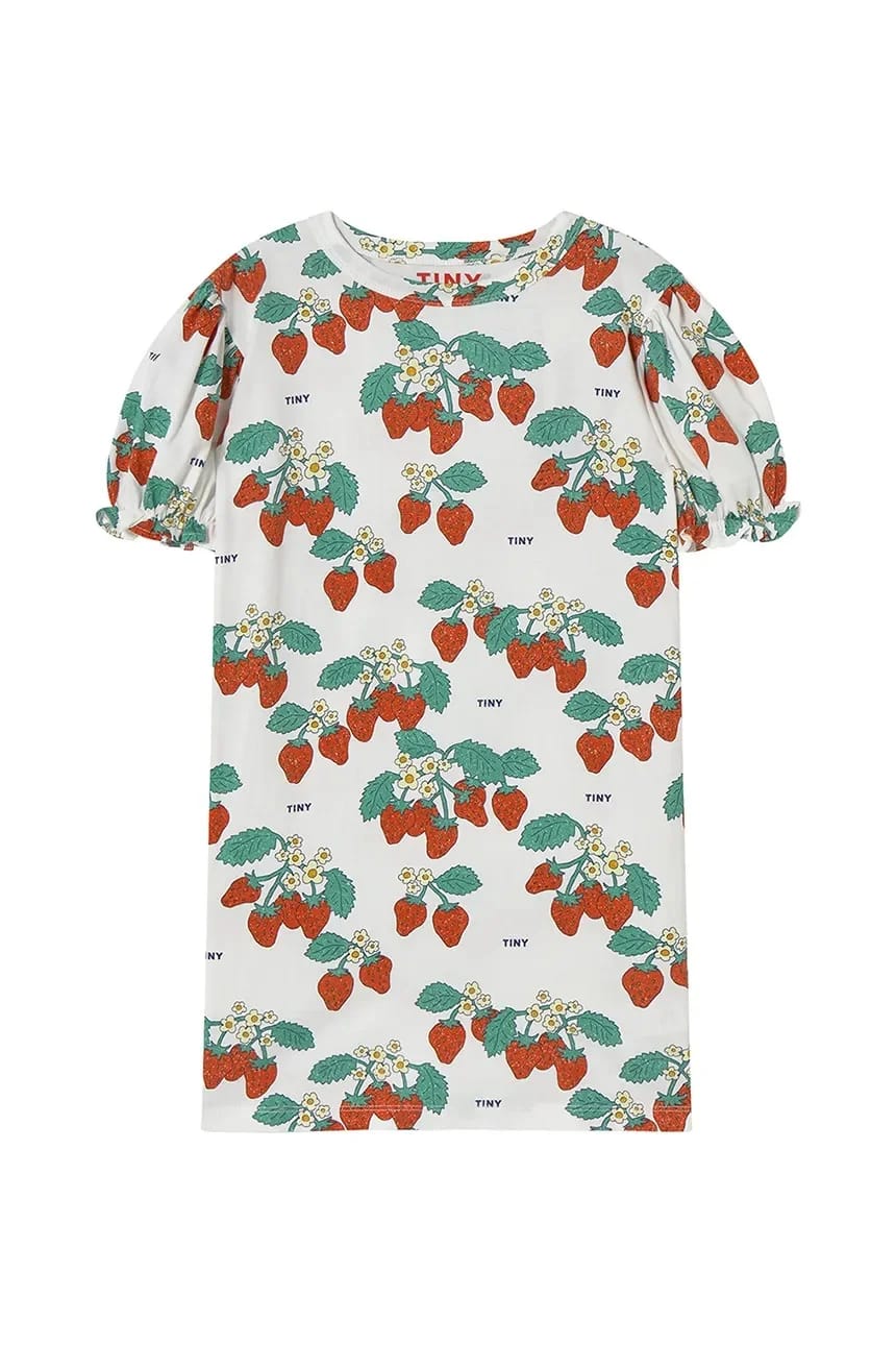 Детское хлопковое платье STRAWBERRIES PUFF SLEEVE DRESS - фото 2