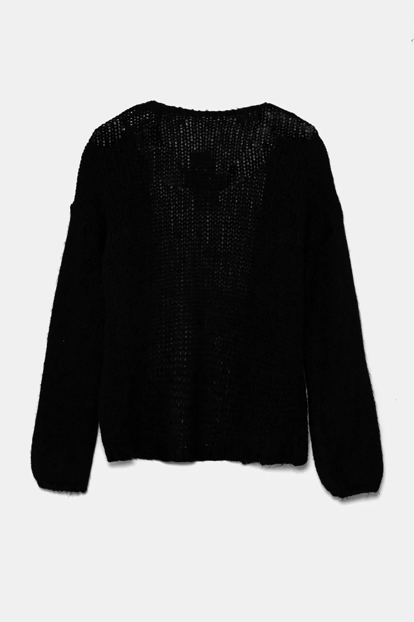 Кардиган из смесовой шерсти черный для девочек - фото 2